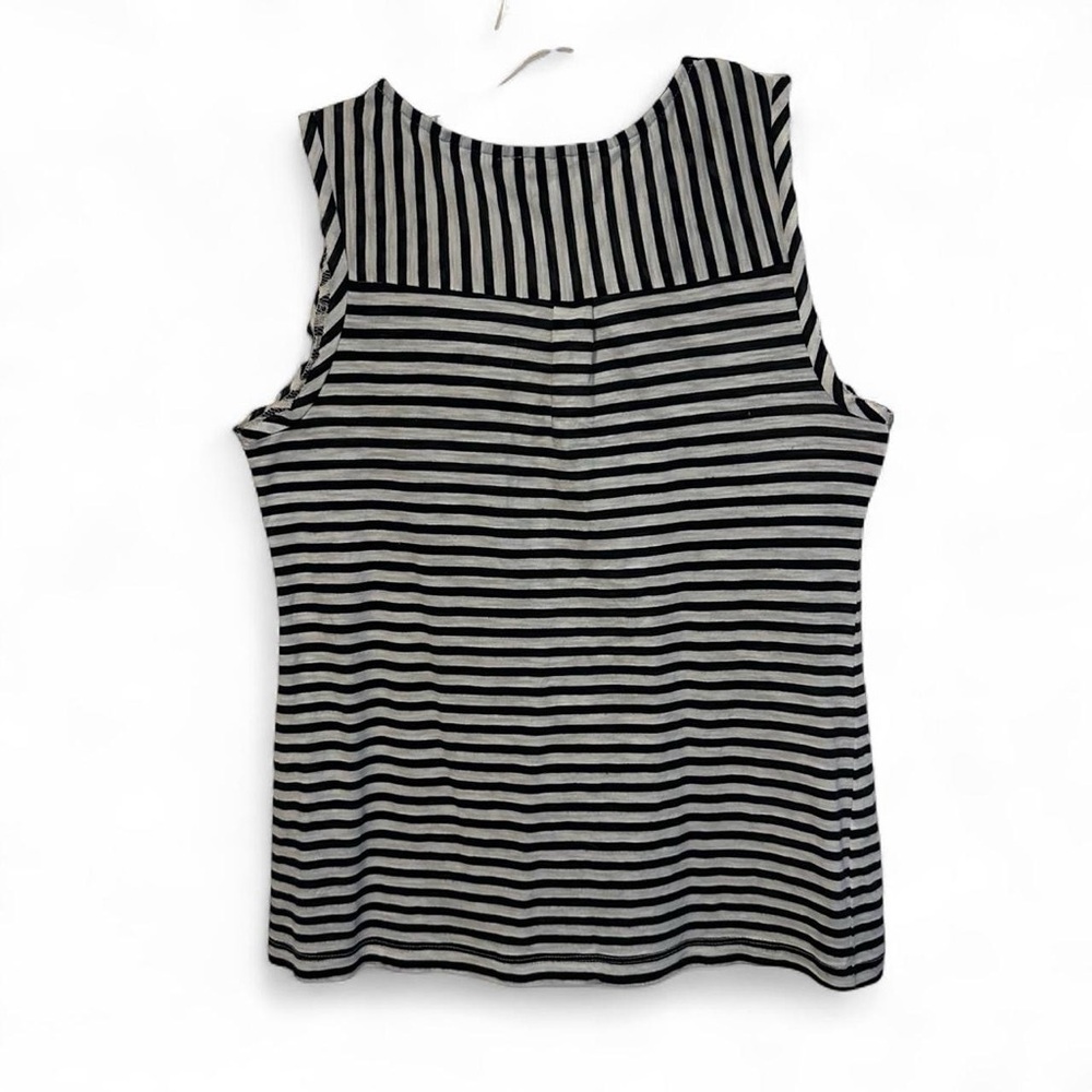 Anthropologie Postmark Sleeveless Stripe Black White Tank Top Embroidery Small - Picture 2 of 7
